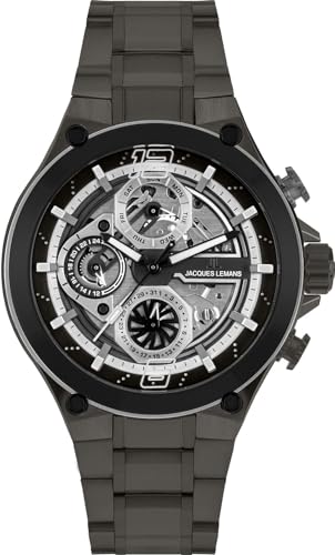 Chronographe pour homme Jacques Lemans Manchester 1-2150F montre bracelet acier cadran squelette