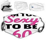 VeJerKK 60th Birthday Reusable Face Masks with adjustment Earloop,Being 60 Years Old Hand Written Words,Protection 5-ply Breathable Face Masks for women men,Hot Pink and Black