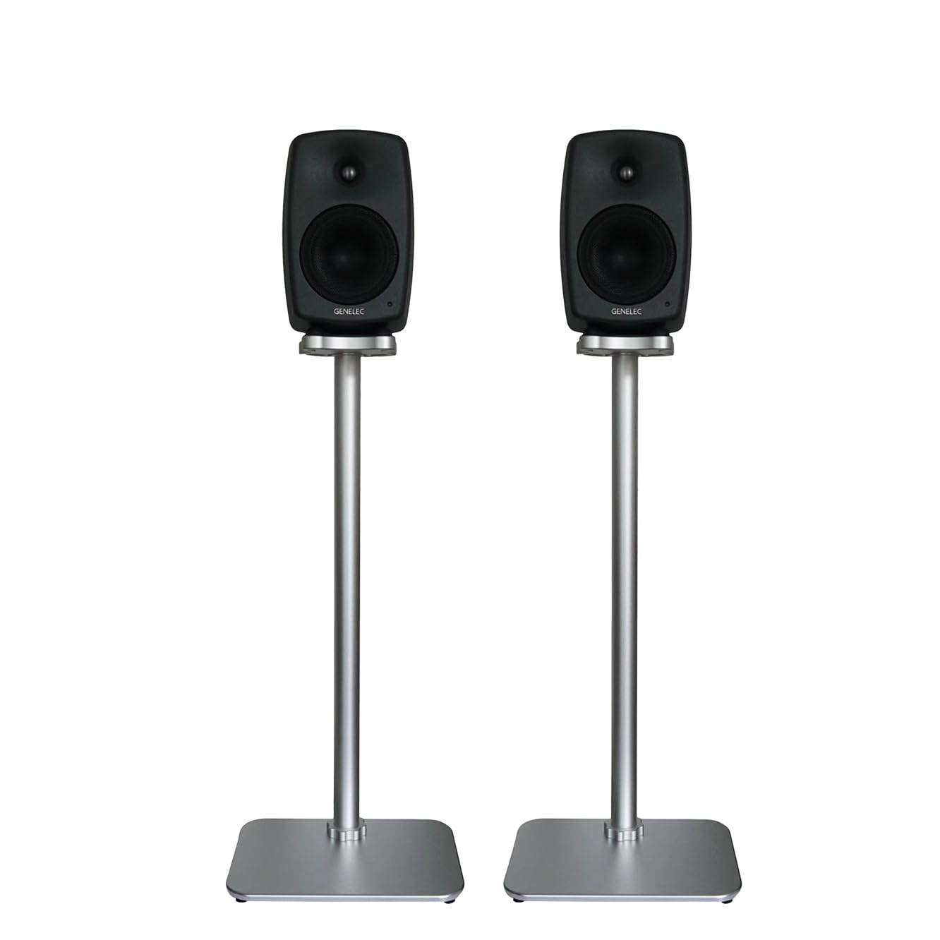 Paar Aluminium-Bodenständer für Genelec 8030/G3 Lautsprecher – Premium 1:1 Passform, ergonomische 80 cm Höhe, versteckte Kabelführung (Für 8030/G3/XX3X, Silber, 1 Paar)