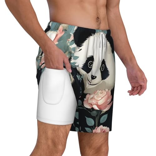 Men's Swim Trunks Quick Dry Board Shorts Lovely Panda Printed Beach Shorts with Pocket Bathing Suits for Men2