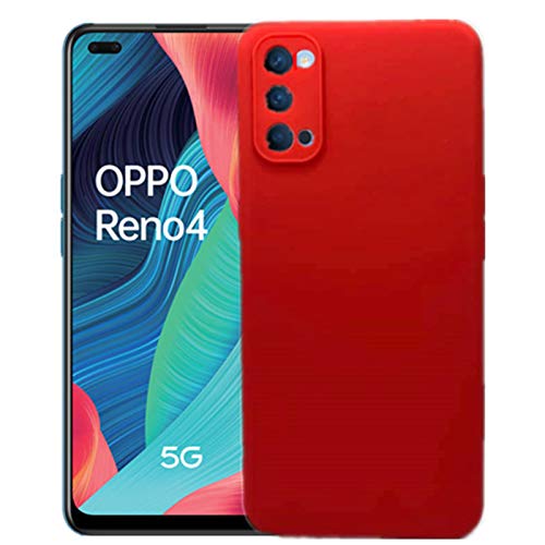 KEJI Cover per OPPO RENO 4 5G Custodia in TPU, Morbido Custodia Cover Slim Anti Scivolo Custodia Protezione Posteriore Cover Antiurto per OPPO RENO 4 5G (ROSSO)