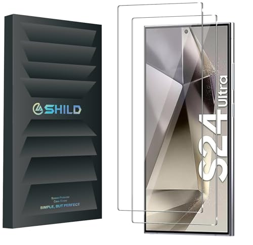 Image of SHILD( 2 Pack -Perfect -Fits Design Samsung Galaxy S24 Ultra Smartphone Tempered Glass Screen Protector, With Easy Installation Military-Grade Protection, Ultra Tough, Anti Scratch