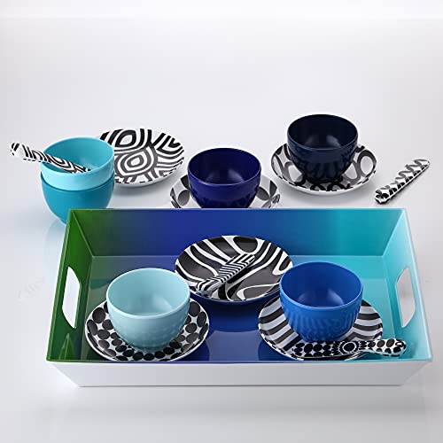 French Bull 6" Melamine Butter Spreader Set of 4 - Vibrant Colorful Knives for Spreading - Shatterproof BPA Free Dishwasher Safe - Black and White