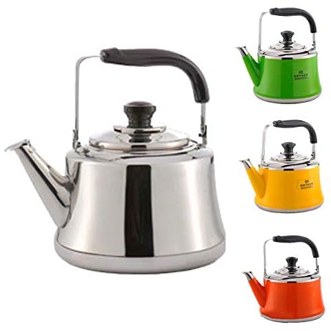 MSHK Stainless Steel Whistling Kettle with Soft Touch Handle And Push Button Spout,Silver,4L Cover