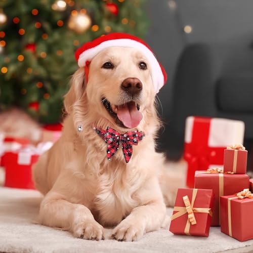 Kesote Hundehalsband Katze Halsband Hund Weihnachtshalsband Groß Hunde Hundeschleife Einstellbar Schleife Rot Weihnachten Geschenk Welpen (L)