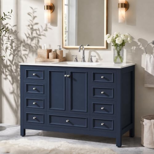 Image of Tribesigns 48 inch Modern Bathroom Vanity Cabinet with Acrylic Basin Combo