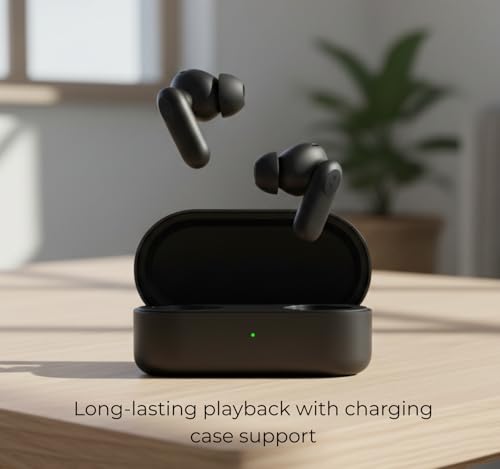 Image of Original Buds 2r for Oneplus Nord Wireless Equipped Mic 12.4mm Drivers Noise Reduction Long Battery 38Hr, Clear and Crisp Voice, Lightweight in-Ear Type C Charging (Black)