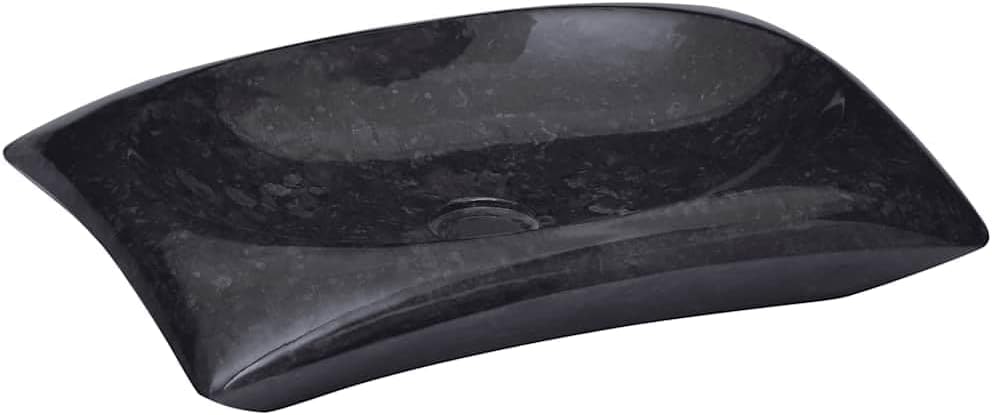 vidaXL Sink, Wash Basin Vessel Sink, Above Counter Vanity Sink for Bathroom Washroom, Bathroom Basin, Black 19.7"x13.8"x3.9" Marble