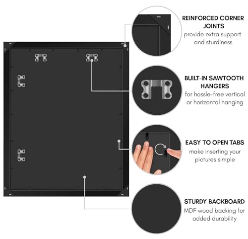 Americanflat 22x28 Poster Frame with Polished Plexiglass - Black Picture Frame - Wide Photo Frames Made of Engineered Wood for Vertical or Horizontal Wall Display - Epic Collection - Black