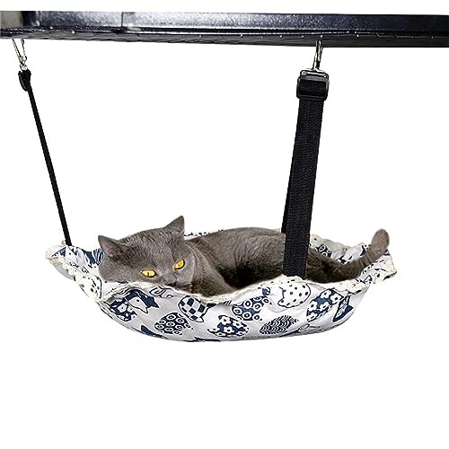 Hamaca con Jaula para Gatos Hamaca for Gatos, Cama Colgante for Gatos, Silla Tipo Jaula con Marco de Metal, Correas Ajustables Ahorro de Espacio (Color : Grau, Size : 35cm)