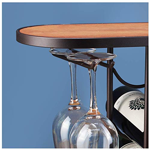 Porte-bouteille et 4 verres à pied, support en bois de table robuste - 5