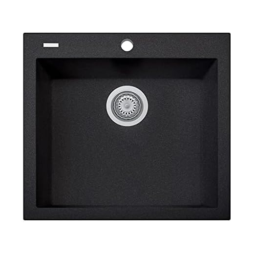 ZUHNE Black Kitchen Prep RV or Wet Bar Sink, Granite Composite (22 x 20 Inch Undermount or Drop-In)
