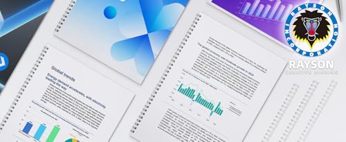 RAYSON Drahtbinderücken, 25 Blatt, 34 Schlaufen, A4, Teilung 3:1, 6,4 mm, Schwarze, Packung mit 100 Stück