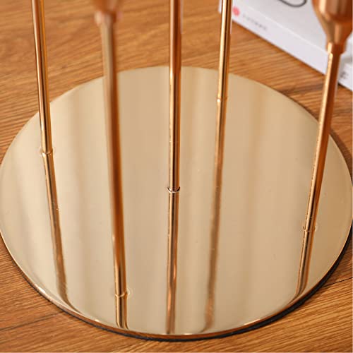 Castiçal de Metal, Castiçais, Castiçais Cônicos Dourados, Alturas Diferentes, 5 Braços, Castiçais pa