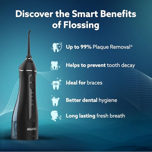 Image of AGARO Ultra Oral Irrigator, Portable, Cordless, Rechargeable, 4 Cleaning Modes, IPX7 Waterproof, 200ml Water tank, Flossing at Home & Travel, Black