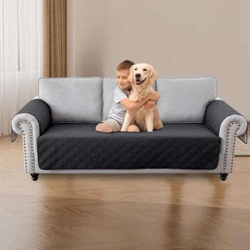 Housse de canapé imperméable noire protégeant efficacement contre les taches d'animaux - 3