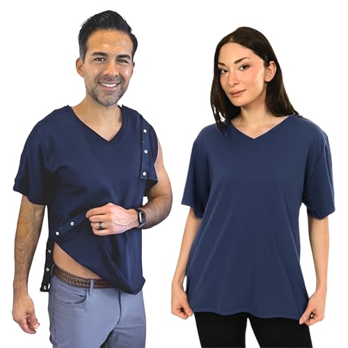 Inspired Comforts Unisex Post Surgery & Rehab V Neck Dual Access Snap Shirt
