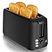 SUPERLEX Toaster 4 Slice Long Slot Toaster Extra Wide Slots 1450W 7 Browning Settings Reheat Defrost Cancel Functions Removable Crumb Tray for Bread Baguette Artisan Loaf Black