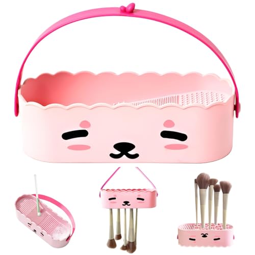 メイクブラシクリーナー 【メイクブラシ 洗浄 ・乾燥・収納 3in1】 スポンジクリーナー メイクブラシスタンド パフクリーナー 大容量 吊り下げ可能 取り外し可能 置き台 洗浄 清潔 おしゃれ 無臭 ブラシクリーナー メイク メイク道具