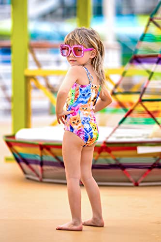 Aideaone Big Girls One Piece Swimsuit Cat Printing Bathing Suits Kids Swimwear For 9-10 Years #TOP3
