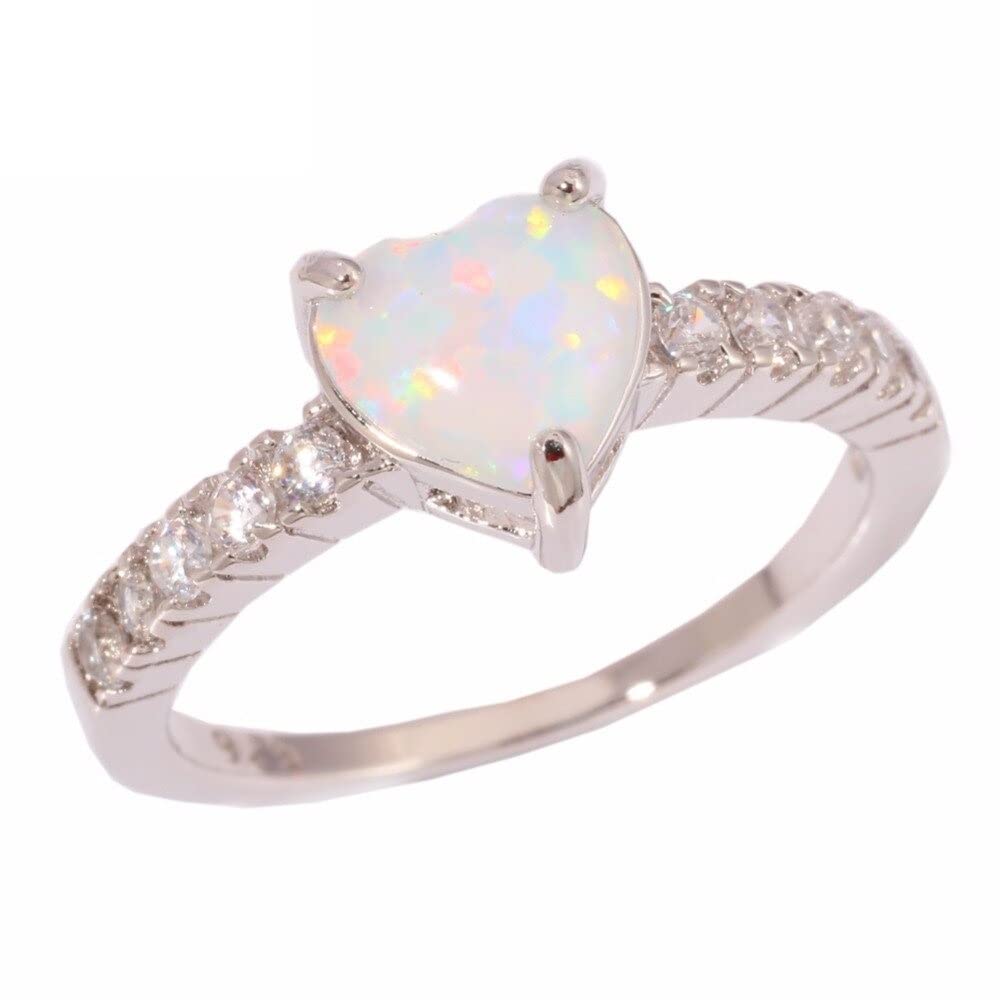 Bague Ovale Avec Opale De Feu Blanche Et Pierres Transparentes - Plaqué Argent - Réf. R5311 - Neuf Sans Emballage D'origine