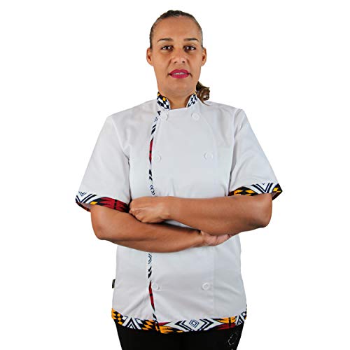 Veste de chef blanc Jeny Sulemange Capulana Amarela XL