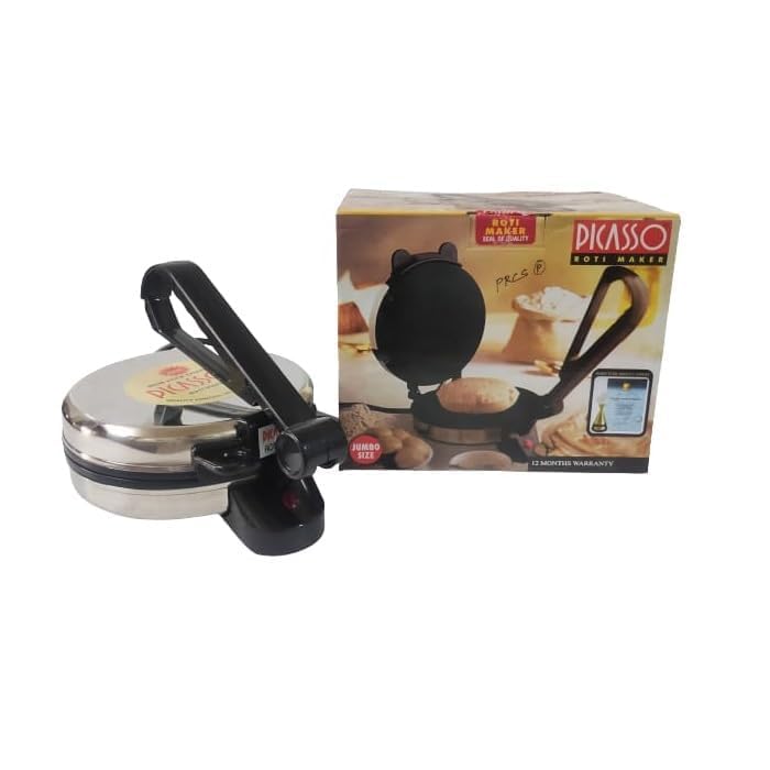 Picasso Roti Maker for USA & Canada, 110 Volts, Jumbo Size | Chapati Maker, US 3 Pin Plug, 110V Compatible, 12 Months Warranty, Stainless Steel-image-8