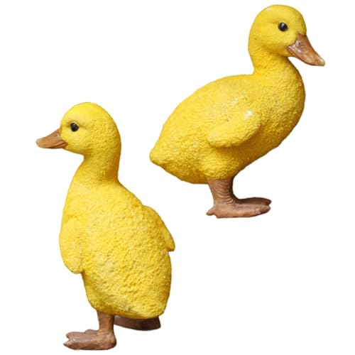 Hperu Figurine de Canard, 2 pièces de 4 Pouces, Statue Canard autoportante et Expressive réaliste, décoration en résine résistante aux intempéries pour étagère, Table, Jardin, étang, Cour