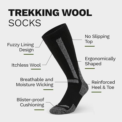 Image of Alvada Mens Merino Wool Crew Socks Thermal and Warm Socks for Winter Work Hiking Running 3 Pairs