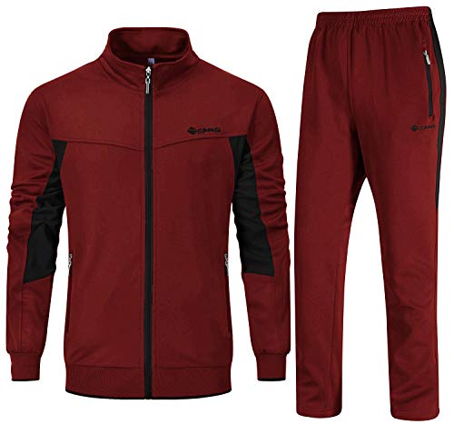 Rdruko Men's 2 Piece Track Suits Athletic Outfit Full Zip Jogging Sweatsuit(Red, Us M) #TOP4