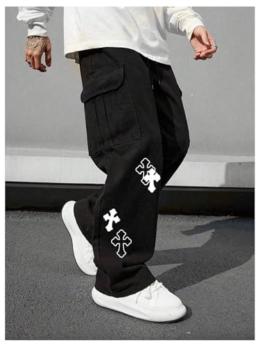 SOLY HUX Men's Y2k Gothic Straight Leg Baggy Cargo Pants with Pocket Hip Hop Outfit Streetwear2