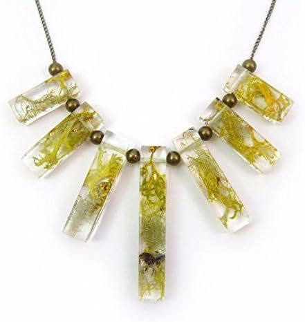 Geometric Terrarium Statement Necklace • Science Jewelry • Resin Moss Pendant • Eco Resin Specimen Jewelry • Terrarium Statement Jewelry