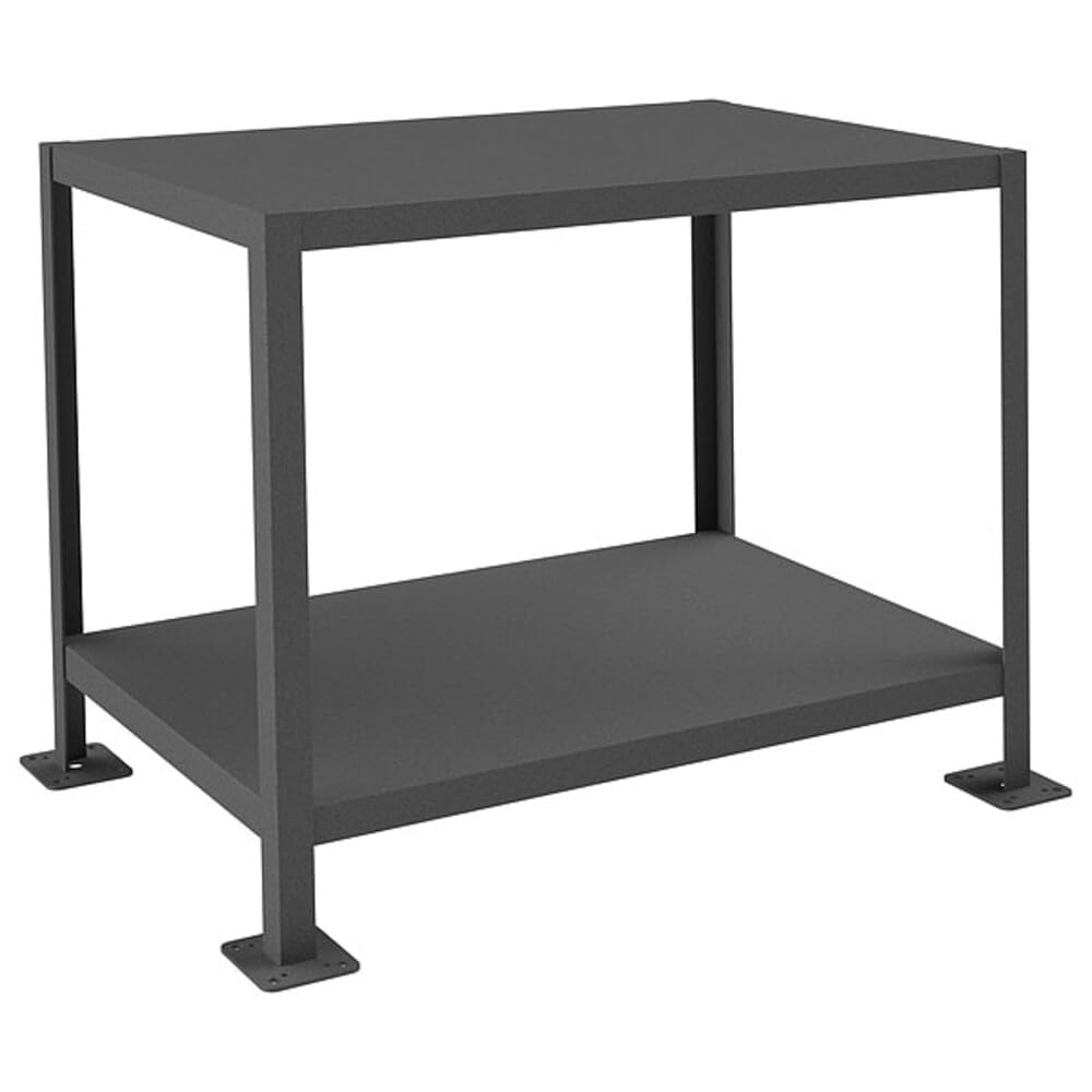 Durham Steel Medium Duty Machine Table, MT243630-2K295, 2 Shelves, 2000 lbs Capacity, 36" Length x 24" Width x 30" Height, Gray