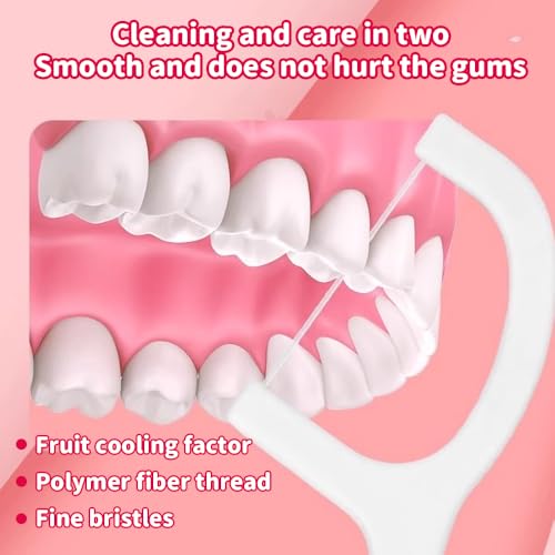 JOAASU 12 Packungen 5-in-1 Mini-Zahnbürste & Zahnseide & Zungenschaber & Zahnstocher Set, Mini-Zahnbürste 5-in-1-Werkzeug, Einweg-Zahnbürsten mit Zahnpasta, 4 Geschmacksrichtungen für Reisen – Bild 4