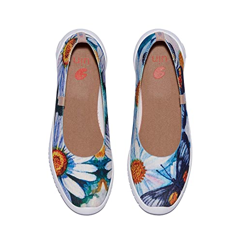 UIN Women's Art Painted Ballet Flats Slip On Pointed Toe Casual Lightweight Comfort Travel Walking Shoes Menorca Series