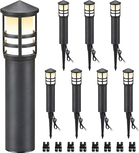 SUNVIE 8-Pack Low Voltage Pathway Lights 3W LED Landscape Pathway Lighting 3000K Warm White CRI...