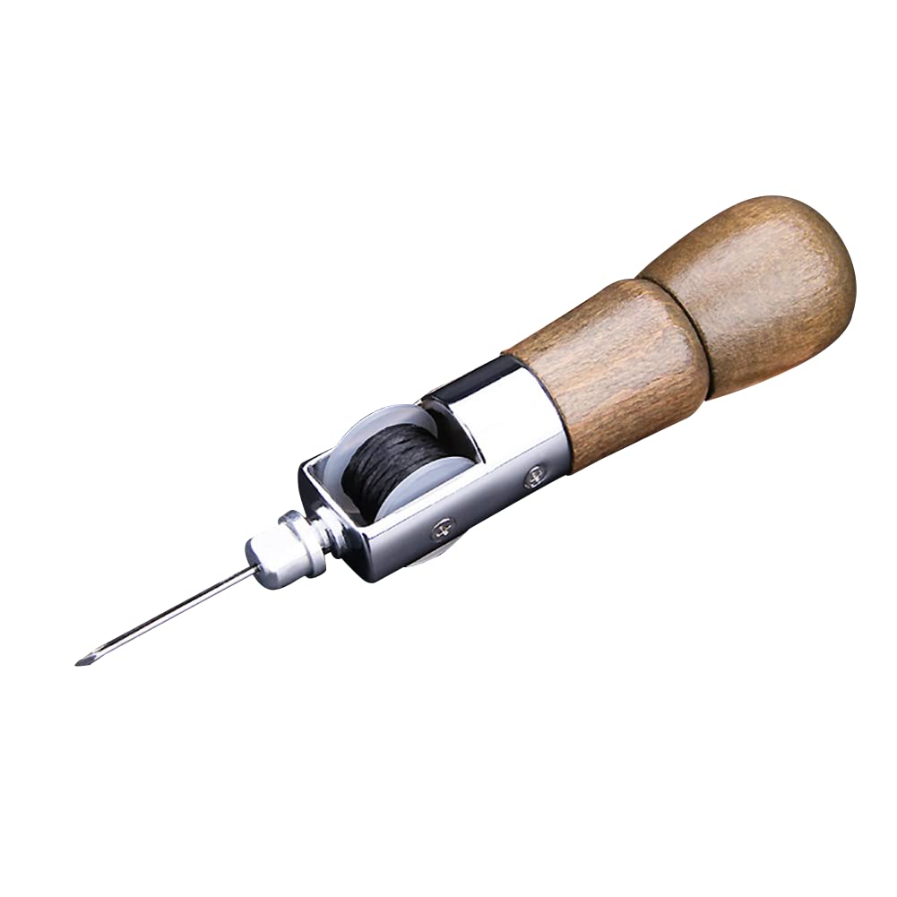 Sewing Awl Kit, Leather Awl Stitching with Needles (Straight and Bent), Coil and Waxed Threads for DIY Craft Shoemaker
