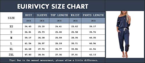Eurivicy Women's Solid Sweatsuit Set 2 Piece Long Sleeve Pullover and Drawstring Sweatpants Sport Outfits Sets