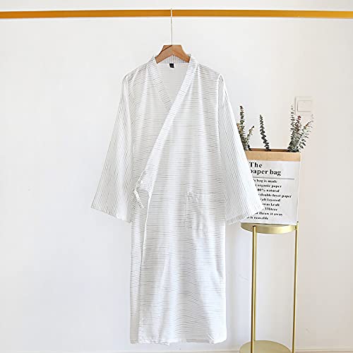 HAOZAIKEJI Men Kimono Pajamas One Piece Bathrobe Yukata Spa Robe Cotton Causal Nightgown Sleepwear Japanese Loose Loungewear2