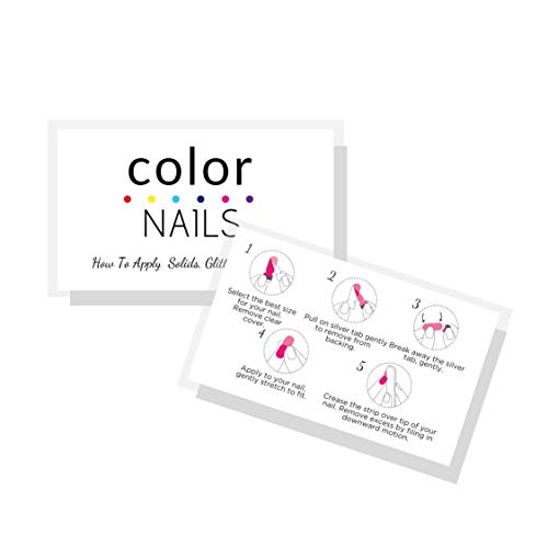 Color Nails "How To Apply Solids, Glitters, Designs" Nail Strip Application Card | 50 Pack | Business Card 2x3.5" inches | White Color Nails Design