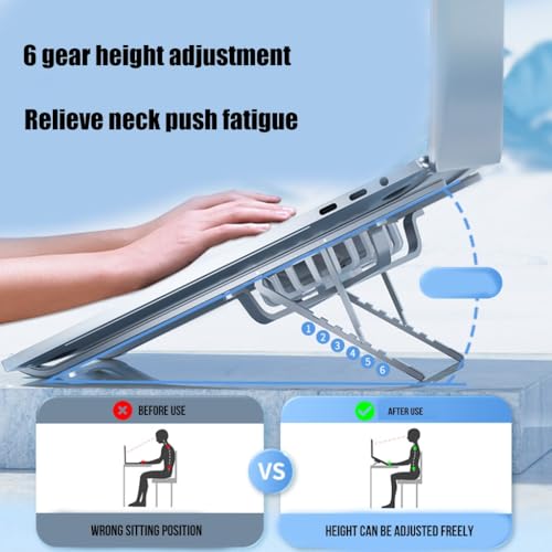Base portátil para laptop con 6 alturas ajustables y enfriador miniatura 6