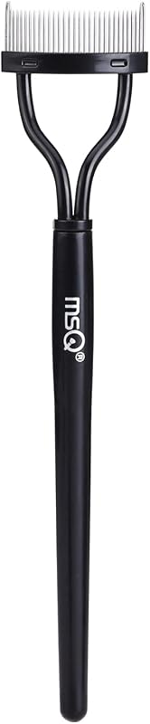 Eyelash Comb MSQ Eyelash Separator Tool Arc Designed Lash Brush Separator With Cover Lash Comb for Eye Makeup Brush Mascara Clump Remover Black (Includes a Mascara Wand)