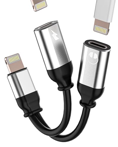 【Compatibilità Completa】 Adattatore 2 in 1 per dispositivi con porta Lightning, compatibile con per iPhone 14/13/12/11/X/8/7/SE/SE2 e per ipad, supporta ricarica e audio contemporaneamente.