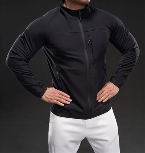 Men's Lightweight Softshell Jacket Waterproof Windbreaker Work Jackets Coats Hiking Outdoor with Pockets3