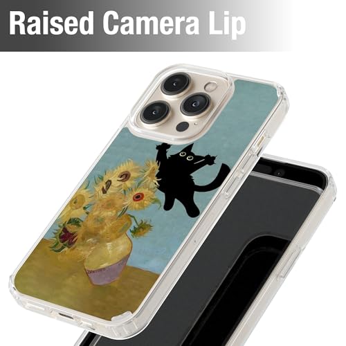 AIGAT Van Gogh Funny Cat Parody Meme TPU Acrylic Silicon Case Cover for iPhone 16 15 14 13 12 11 Series Models - Clear Transparent Bumper Case - Design 2 - Image 5