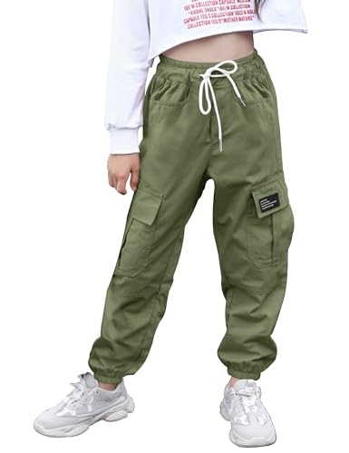 Image of Little Girls Cargo Pants Elastic Waist Cargo Jogger Pants with Pockets