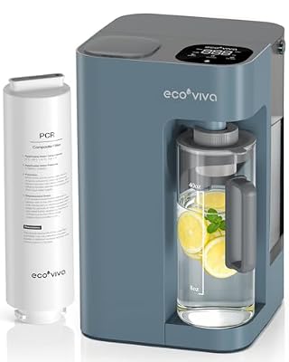ecoviva water Mate 3 Countertop Reverse Osmosis Water Filter System 8 Stage Purification, 3:1 Pure to Drain, No Installation Required, Smart Sensor Water Dispensing, Reduce TDS, RO Water Purifier Blue