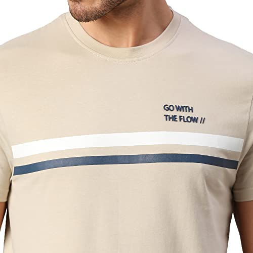 Image of Dennis Lingo Men's Pure Cotton Striped Half Sleeves Casual T-Shirt