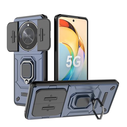 Image of Thermoplastic Polyurethane Camshield Pro Case With Slide Camera Protection And Ring Stand Bumper Back Case Cover For Honor X9B 5G (Blue)
