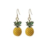 3D Fruit Yellow Pineapple Drop Charm Tassel Dangle Earring Gold Plated stereoscopic Big Pineapple Dangle Earrings